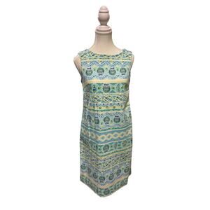 Talbots | Blue/Green Seashell Sheath Dress | 4P